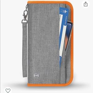 Passport holder RFID blocking travel wallet ticket and documentation holder